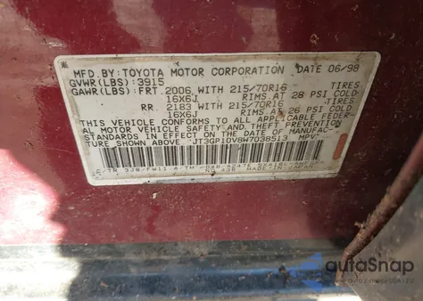 1998 Toyota Rav4 from USA, damaged, VIN JT3GP10V8W7038513